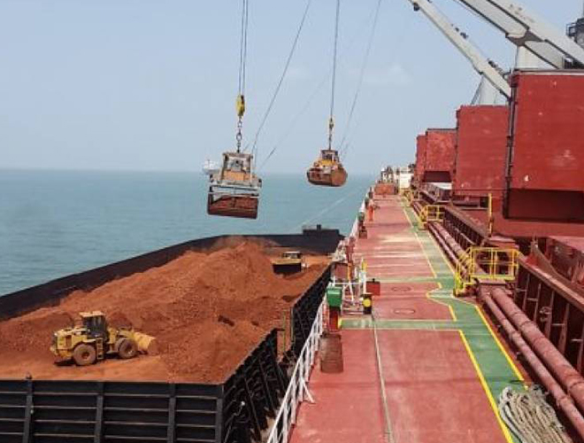 Transshipment of bauxite to Mother vessel